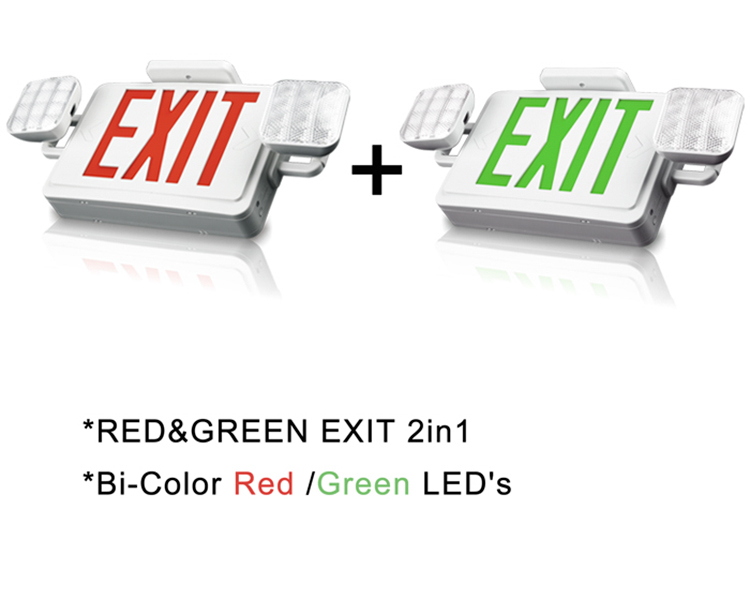 JLEC2BCW-BI-COLOR LED Combo Exit Exit Sign With Heads LED